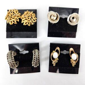 Vintage Fancy Classy Earrings Clip Ons Set Fashion Costume Jewelry Lot 4